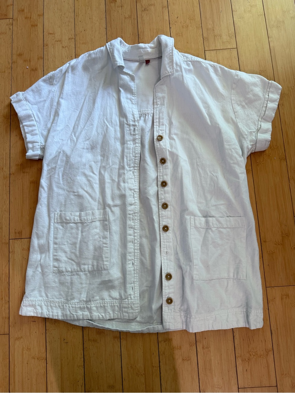 Pilcro White Button-Front Short Sleeve